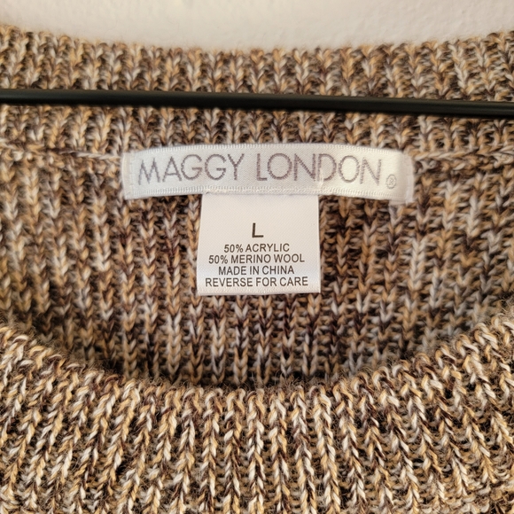 Maggy London Marled Knit Sweater Dress Cuffed Sleeves Merino Wool Blend NWOT - Picture 5 of 13